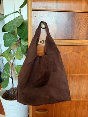 GAP Dark Brown Suede Hobo Shoulder Bag